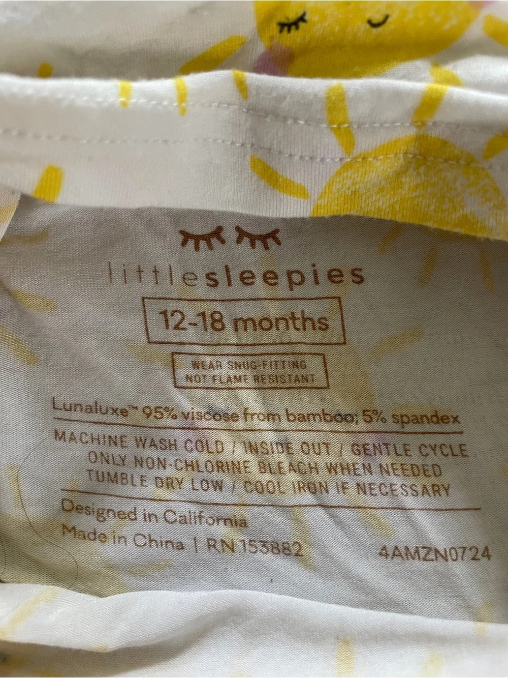 Little Sleepies sunshine bamboo pajamas, 12-18 months